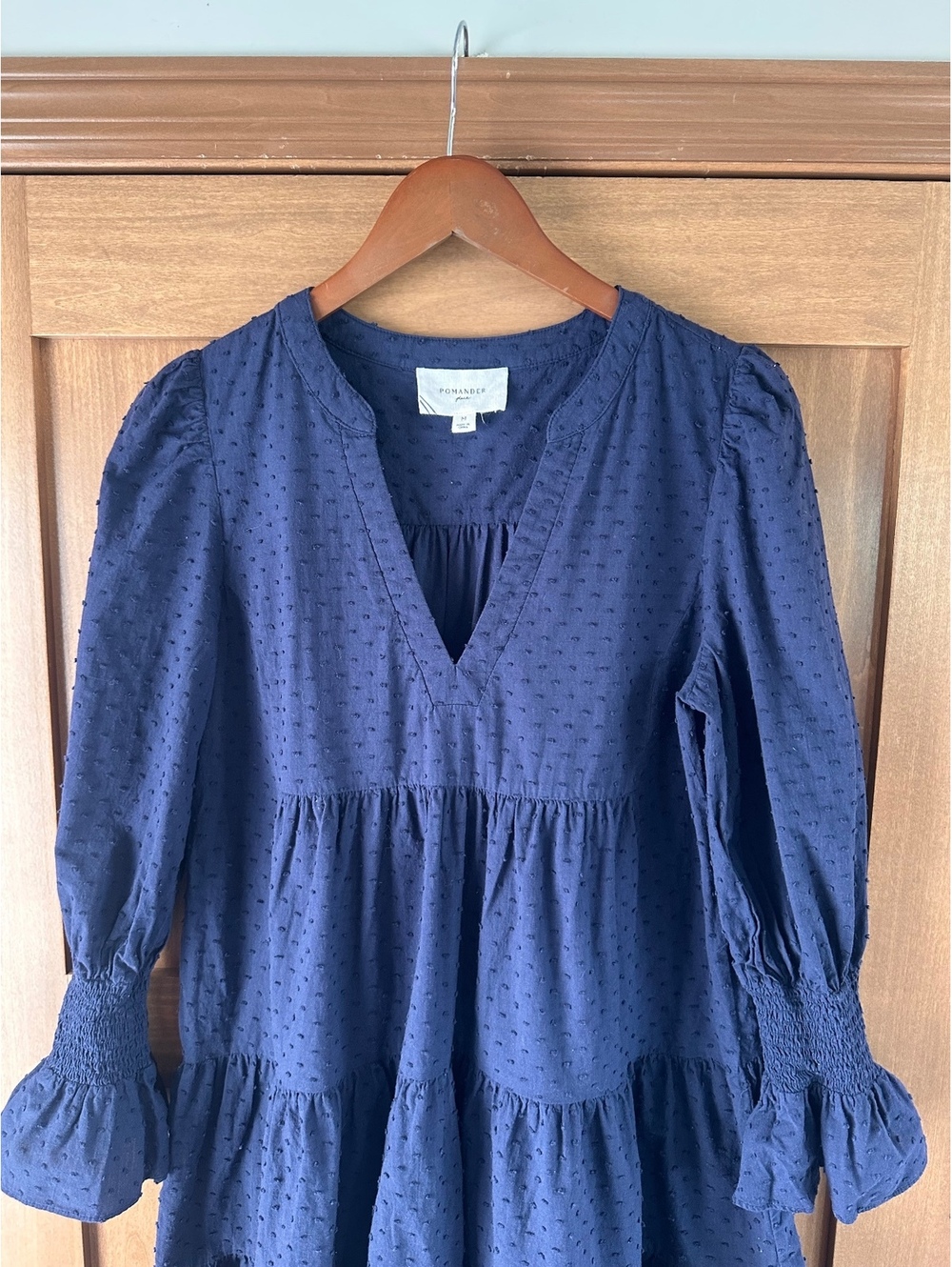 Pomander Place Tuckernuck Navy Swiss Dot Kenzo Mini Dress Women’s Medium - Picture 4 of 15